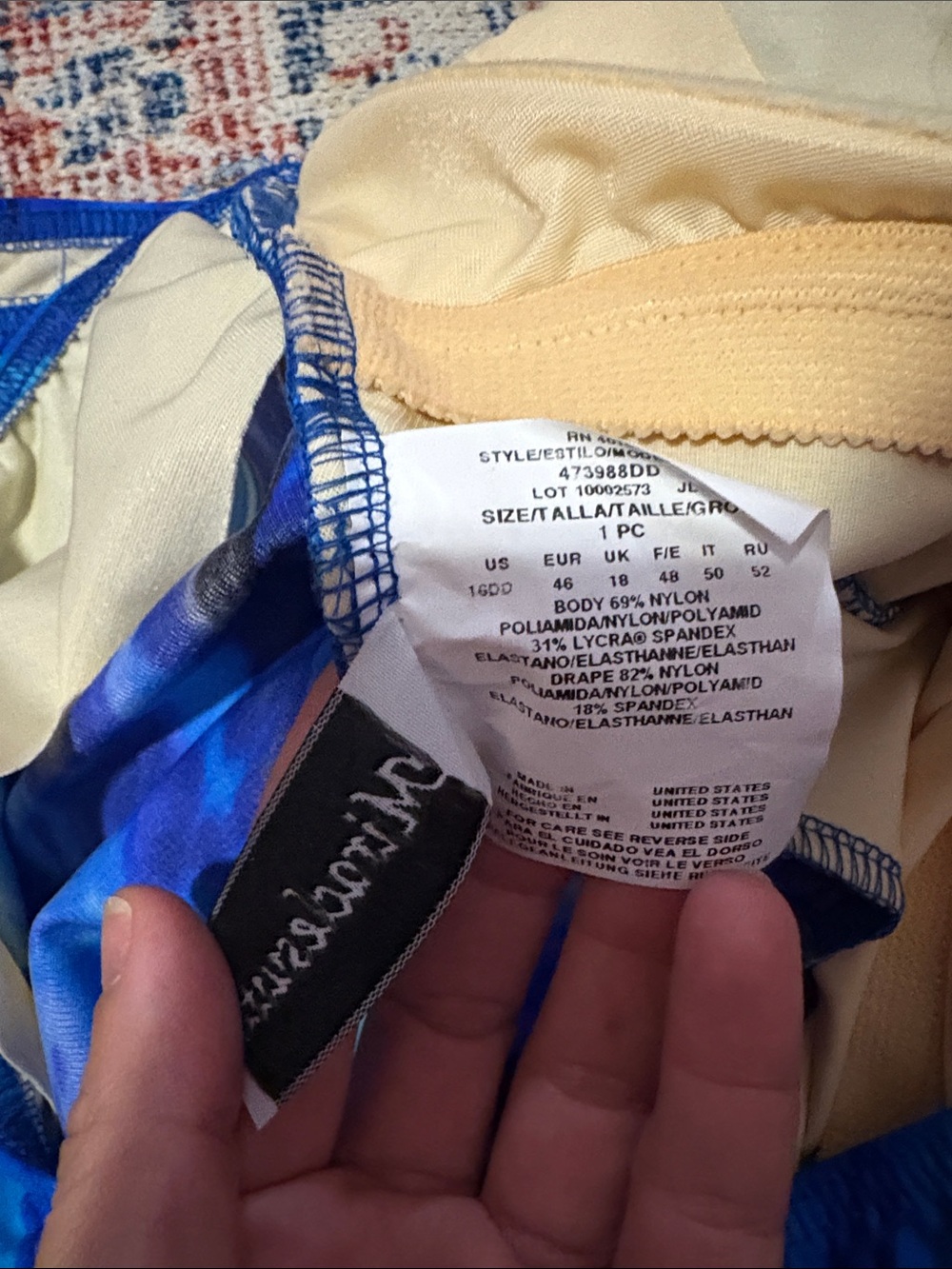 Miraclesuit Blue Printed Faux Wrap One Piece Swimsuit SZ 16DD EUC - Picture 4 of 5